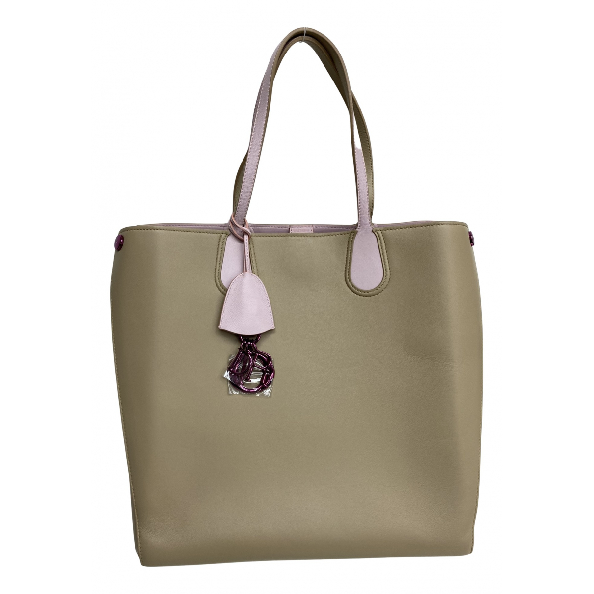 Addict leather tote Dior Beige in 
